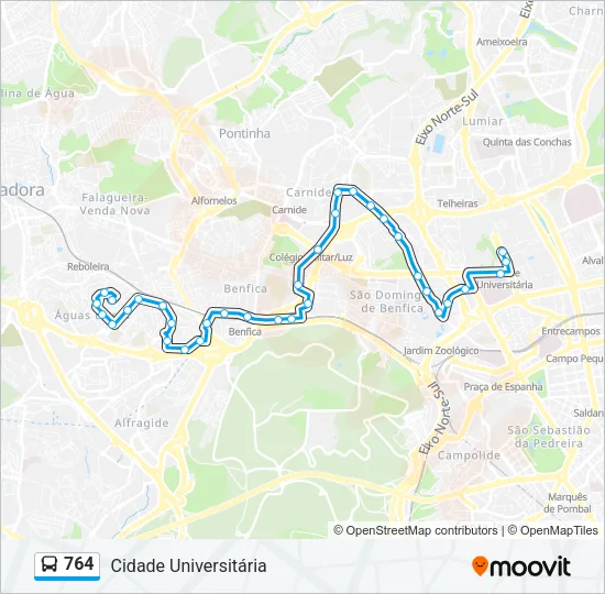764 Bus Line Map