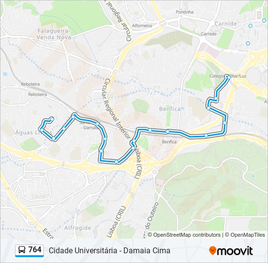 764 bus Line Map