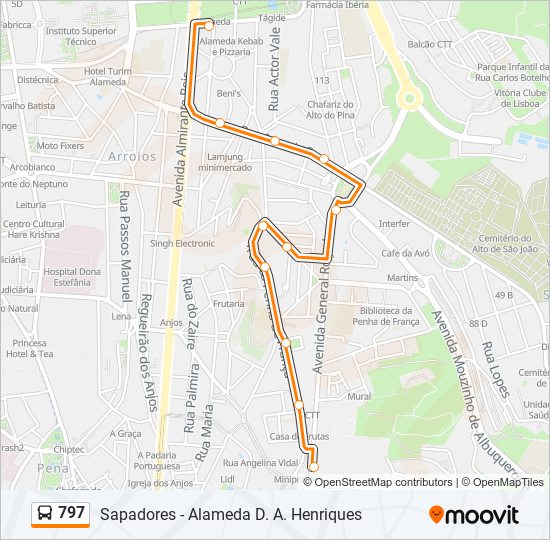 797 bus Line Map