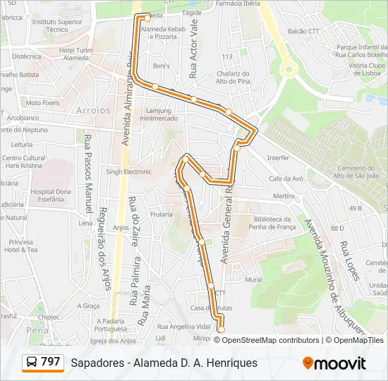 797 Bus Line Map