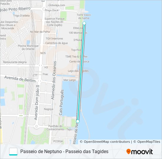 PASSEIO DE NEPTUNO - PASSEIO DAS TAGIDES gondola Line Map