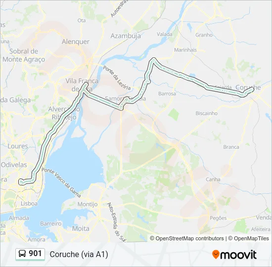 901 Bus Line Map