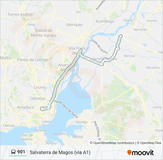 901 Bus Line Map