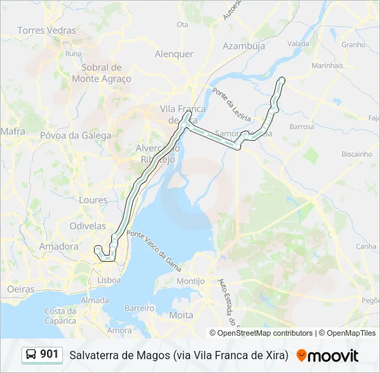 901 Bus Line Map