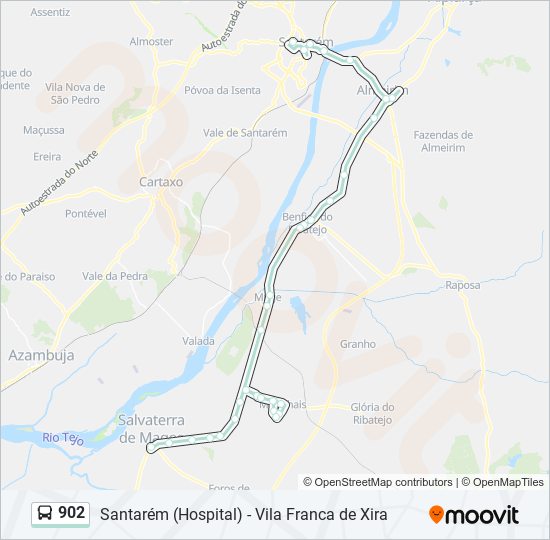 Mapa da linha do autocarro 902.