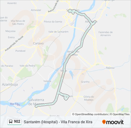 Mapa da linha do autocarro 902.