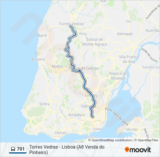 701 Bus Line Map