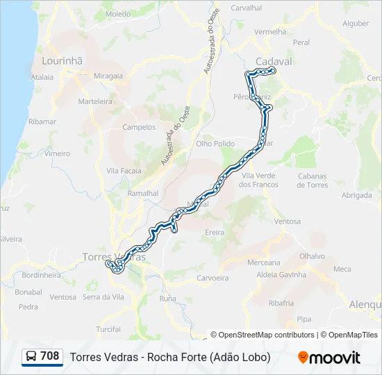 708 Bus Line Map