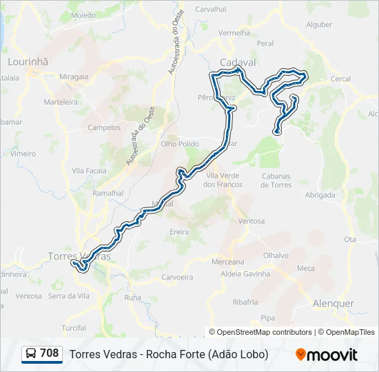 708 Bus Line Map