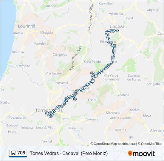 709 bus Line Map