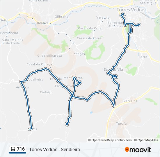 Mapa da linha do autocarro 716.