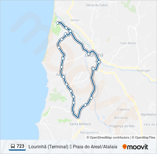 Mapa da linha do autocarro 723.