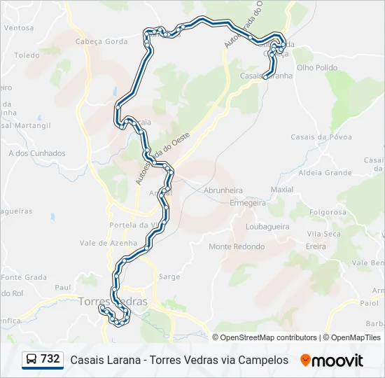 732 Bus Line Map