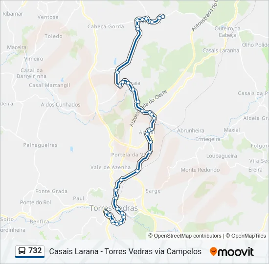 732 Bus Line Map
