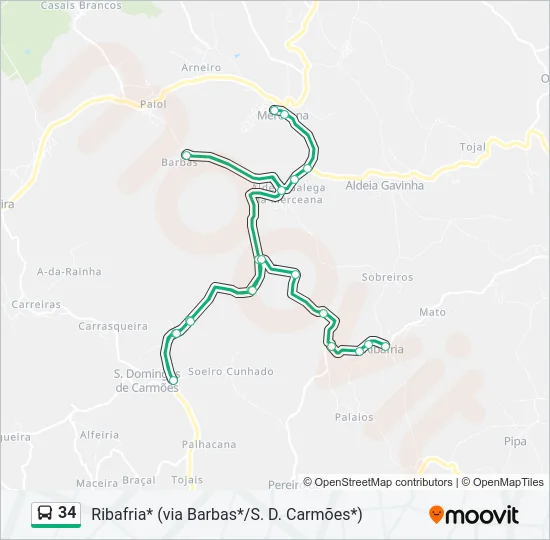 34 Bus Line Map