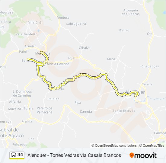 34 Route: Schedules, Stops & Maps - Alenquer (via Barbas*/Ribafria ...