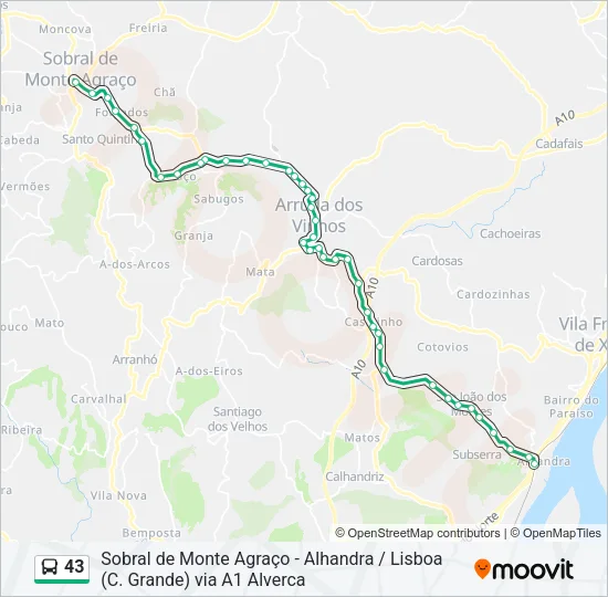 43 Bus Line Map