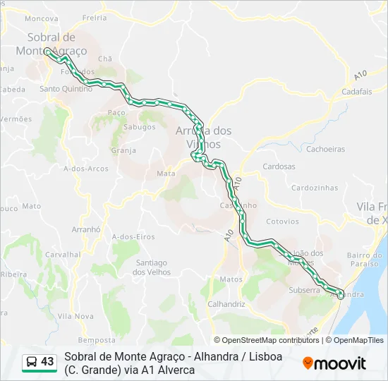 43 Bus Line Map