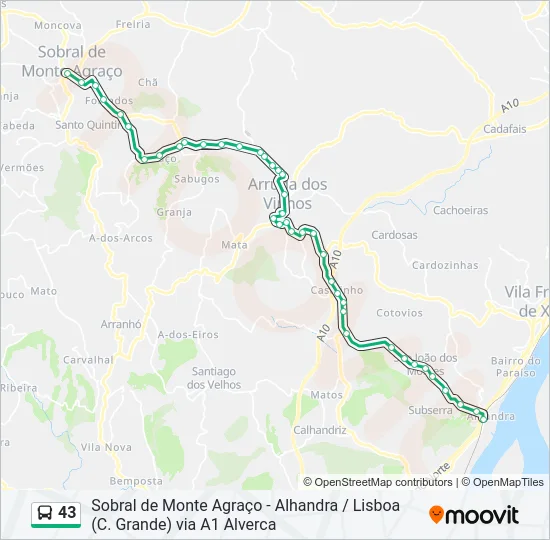 43 Bus Line Map