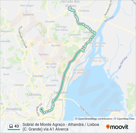 43 Bus Line Map