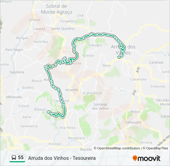 55 Bus Line Map