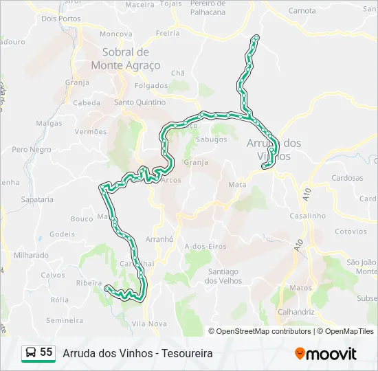 55 Bus Line Map
