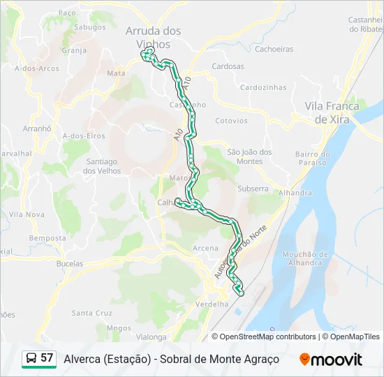 57 Bus Line Map