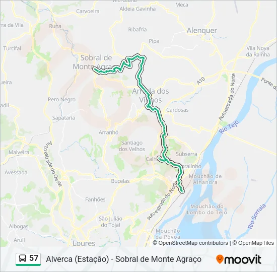 57 Bus Line Map