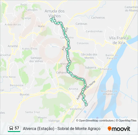 57 Bus Line Map