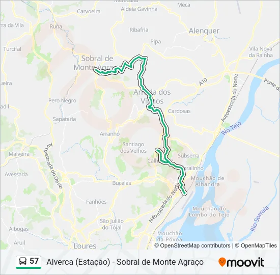 57 Bus Line Map