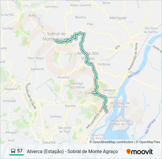 57 Bus Line Map