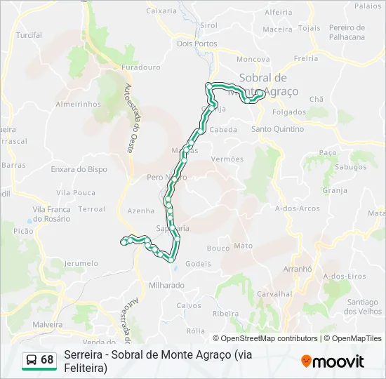 68 Bus Line Map