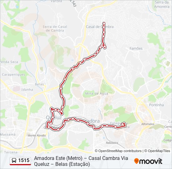 Mapa da linha do autocarro 1515.