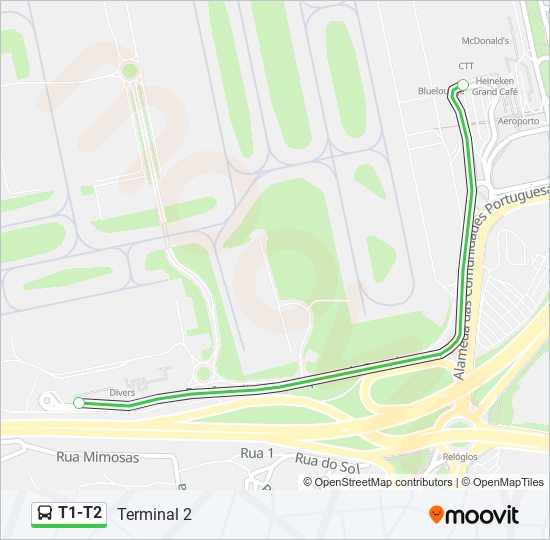 T1-T2 bus Line Map