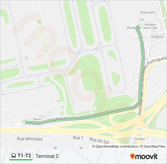 T1-T2 Bus Line Map