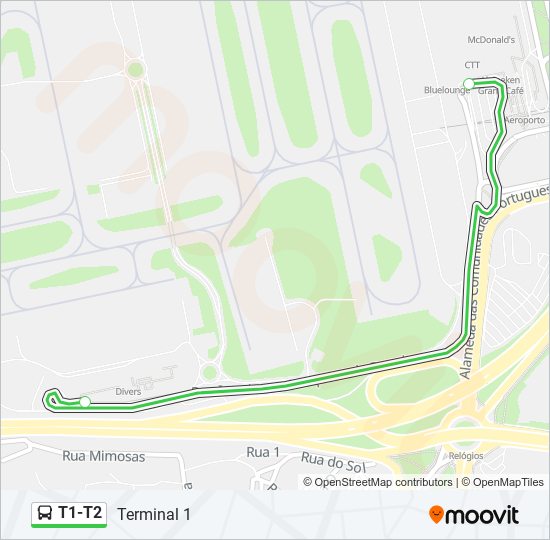 T1-T2 bus Line Map