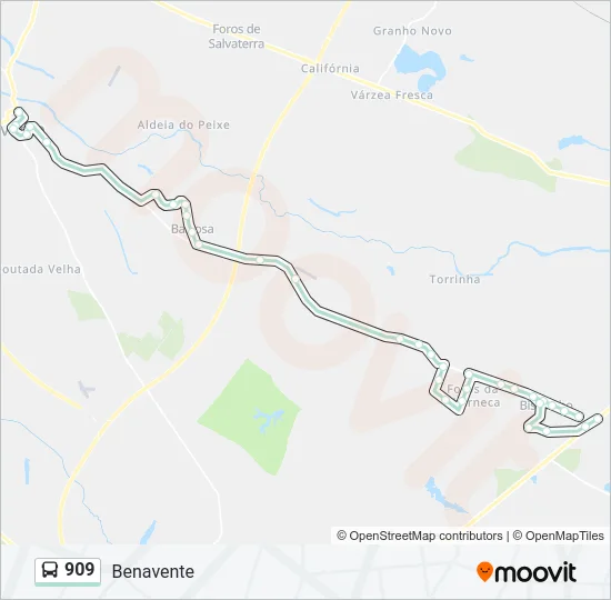 909 Bus Line Map