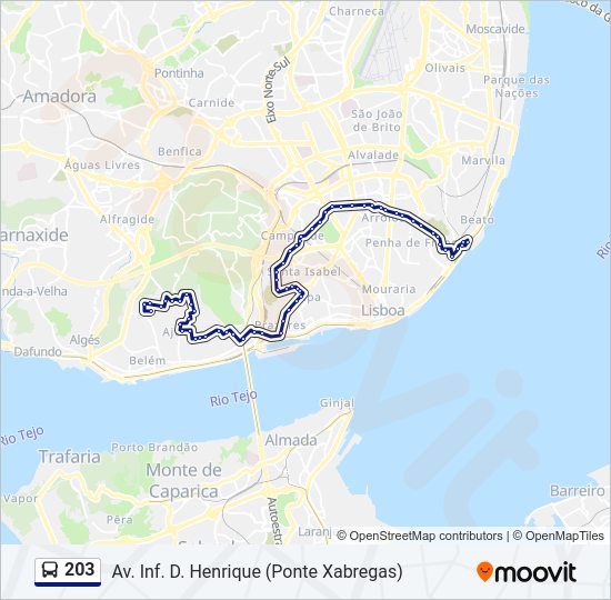 203 bus Line Map