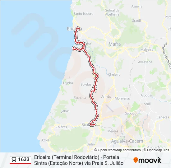 1633 Bus Line Map