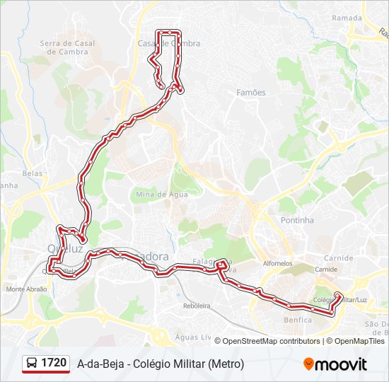 Mapa da linha do autocarro 1720.