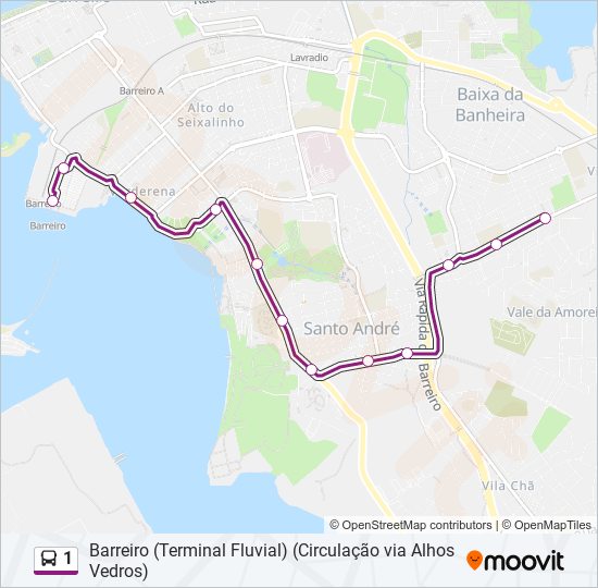 Mapa da linha do autocarro 1.