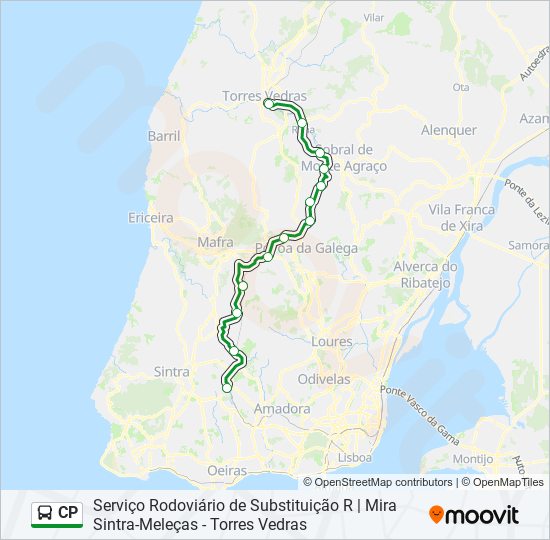 Mapa da linha do autocarro CP.