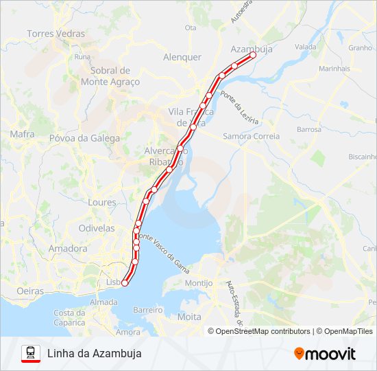Mapa da linha do comboio L. AZAMBUJA.