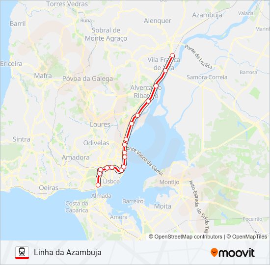 Mapa da linha do comboio L. AZAMBUJA.