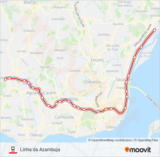 Mapa da linha do comboio L. AZAMBUJA.