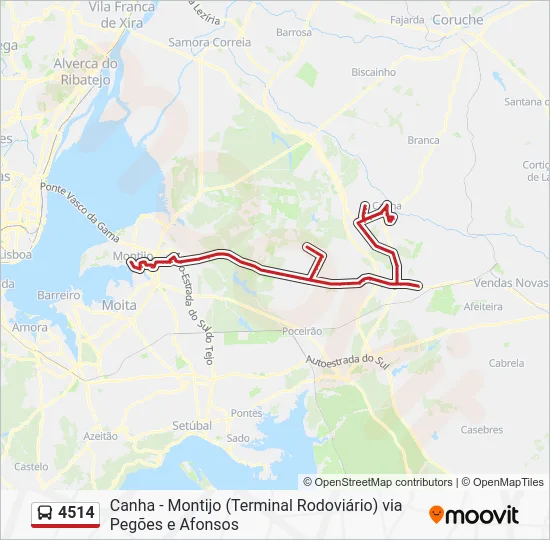 4514 Percursos Hor rios Paragens E Mapas Canha Via Peg es E Afonsos 