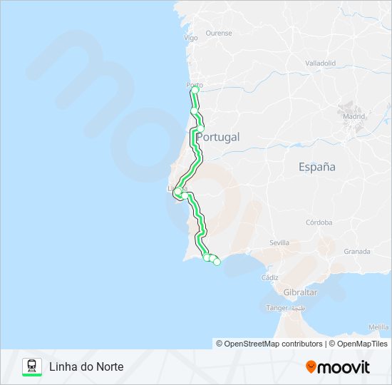 Mapa da linha do comboio L. NORTE.