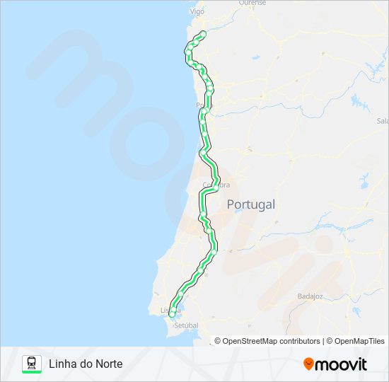 Mapa da linha do comboio L. NORTE.