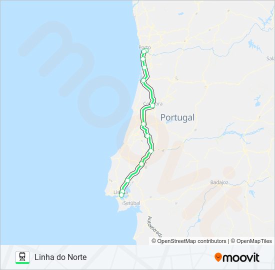 Mapa da linha do comboio L. NORTE.