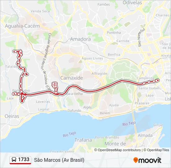 1733 Bus Line Map